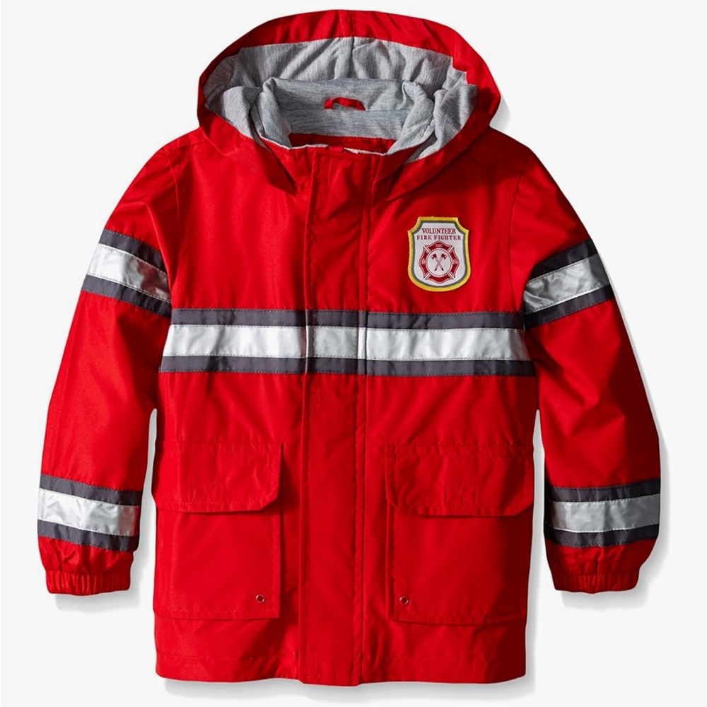 Carter’s Toddler Boy Fireman Firefighter Raincoat Rain Jacket, Red, Size 2T